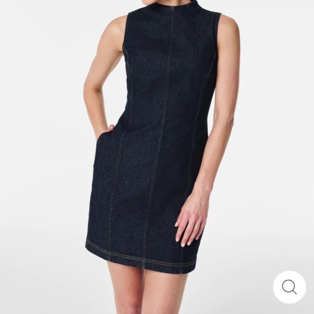 NEW Spanx Denim Seamed Zipper Shift Denim Dress Mini Dress medium